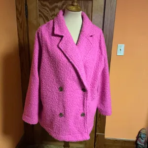 Cozy Casual Cozy Co. Alexandria Fleece Teddy Pea Coat Hot Pink Jacket thumbnail 6