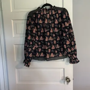 La Vie by Rebecca Taylor Floral Blouse with Ruffle and Polka Dot Details thumbnail 5