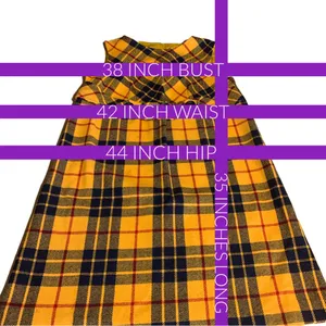 Vintage 1960'S M.H. Fine Co Yellow & Blue Plaid Wool Blend Shift Dress (12) thumbnail 13