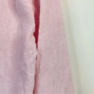 LL Bean Light Pink Premium Flax Linen Split Neck Tunic Top Shirt Blouse womens M thumbnail 7