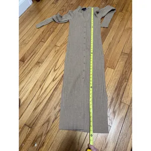 Club Monaco Camel Rib Knit Cardigan‎ Midi Sweater V-Neck Dress Size Small thumbnail 9