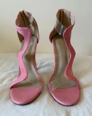 Jessica Simpson Dalechi High Slingback Heels Women's Size 9 Pink Clear Strap thumbnail 1