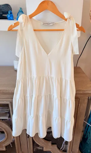 Amanda Uprichard Tiered‎ Mini Dress Womens White XS thumbnail 1