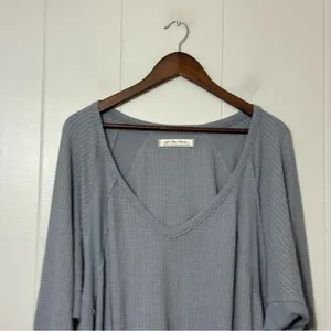 Free People We The Free Santa Clara Thermal Top Gray Oversized M thumbnail 4