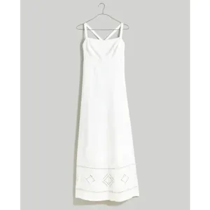 Madewell Embroidered Eyelet Tie Back‎ Cami Midi Dress Size 10 White thumbnail 4