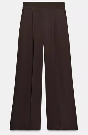 Zara NWT dart pleated brown pants thumbnail 1