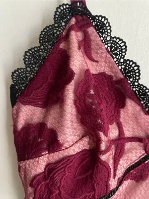 Lulus Alluring Dream Burgundy Floral Mesh Lace Trumpet Midi Dress thumbnail 9
