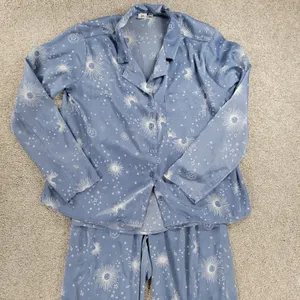 BP Celestial Pajamas Set Womens XS Blue White Sun Stars Moon Pants Button Top thumbnail 3