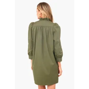 Tuckernuck Pomander Place Medium Green Claiborne Dress Short Long Sleeve Olive thumbnail 9
