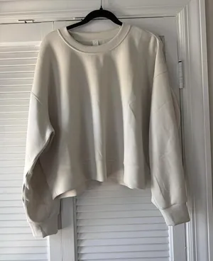 lululemon Softstreme Perfectly Oversized Cropped Crew off-white 12 nwot thumbnail 1