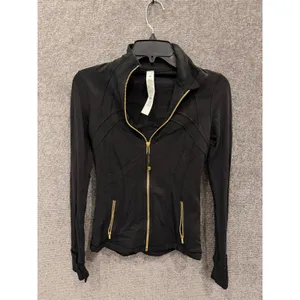Lululemon Women Jacket 4 Black Define Gold Zip Slim Fit Luon Thumbholes thumbnail 4