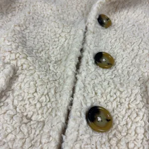 Free People Jacket Womens Large White Sherpa Button Front Collared Lined Cozy thumbnail 2