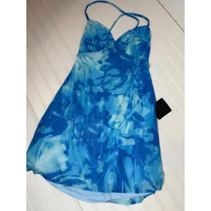 NWT Lulus Ethereal Cutie Blue Floral Abstract Mesh Lace-Up Mini Dress Size XL thumbnail 3
