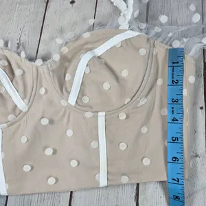 Hello Molly Malibu‎ Sunset Top White Beige Polka Dot Mesh Corset Crop M US 6 thumbnail 10