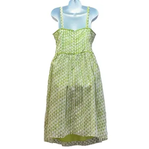 Amanda Lane‎ Retro Lime Green Polka Dot Summer Dress Size 10 thumbnail 2