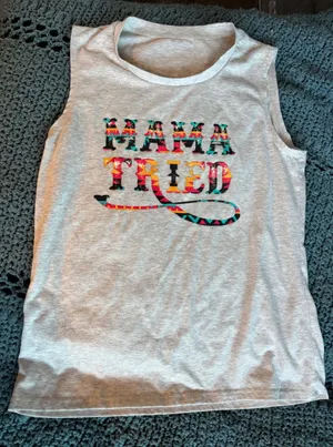 Mama Tried Southwestern Graphic Muscle Tank Top Heather Gray Small thumbnail 1