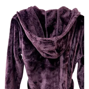 UGG Womens Purple Plush Hooded Robe Soft Fleece Belted Bathrobe Small thumbnail 12