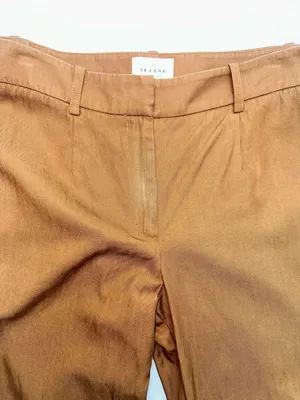 Sézane Paris Wide Leg Pants Brown Camel Size 38 US 6 Lyocell Blend Cuffed Hem⁠ thumbnail 11