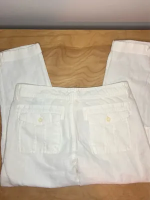 Banana Republic White Linen Blend Cargo Cropped Pants NWOT thumbnail 3