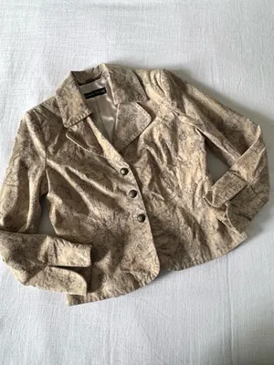 Pamela McCoy Suede Tan Floral Suede Jacket, Medium thumbnail 4