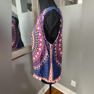 Renee C. Boho Mandala Floral Kaleidoscope Tank Size Medium. Made in USA. thumbnail 3