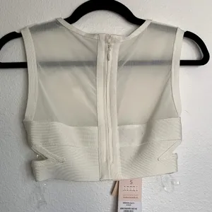 NWT House of CB Lafayette Cutout‎ Crop Top in White thumbnail 2