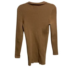 Maeve by Anthropologie Ribbed Knit‎ Polo Sweater Camel Long Sleeve Buttons Small thumbnail 6