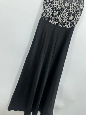 Vintage Y2K Black Lace Midi Dress Size Small Whimsical Goth Fairy Grunge Flare thumbnail 6