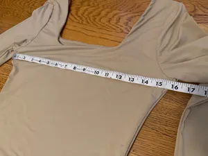 NWT Long Sleeve Square Neck Bodysuit in beige thumbnail 8