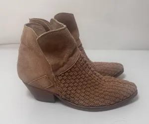 Free People Boots Womens 38 Brown Venture Woven Suede Pull On Boho No Straps thumbnail 1