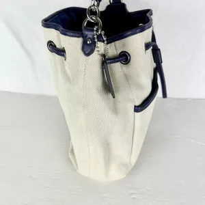 Coach Avery Canvas Drawstring Bucket Bag Navy Cream F28913 thumbnail 3