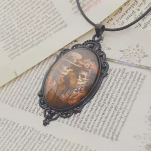 Skeleton Gothic Cameo Necklace Black thumbnail 3