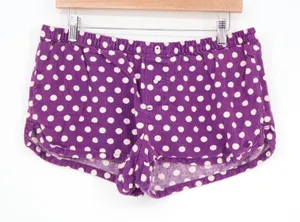 Aerie Mini Shorts Womens S Purple Polka Dot Pleated Elastic Waist Low Rise thumbnail 1