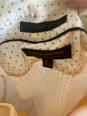 Banana Republic White Shirt with Navy Dot Print thumbnail 3