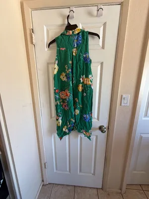 Maeve by Anthropologie Green Floral Sleeveless Button Down Shirt Dress thumbnail 8