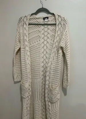 Bohemian small long crochet cardigan thumbnail 2