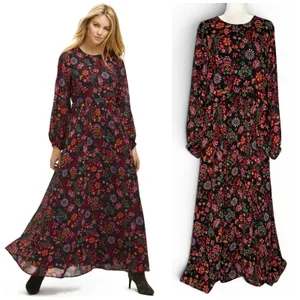 Floral Maxi Dress 2XL‎ Cottagecore Peasant Folklore Semi Sheer Long Sleeve Lined thumbnail 2
