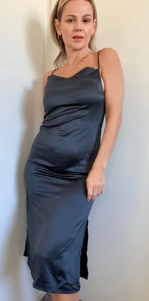 Almina Concept Draped Slip Dress Blue thumbnail 1
