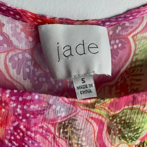 Jade Pink‎ Floral Spring Summer Dress Silk Sheer Bridal Shower Baby Shower sz S thumbnail 3