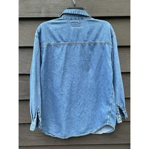 Vintage Cottagecore Autumn Embroidered Denim Shirt Harvest Teacher Western 90s M thumbnail 3