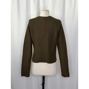 Anthropologie KNITTED & KNOTTED Green Wool Zippered Cable Knit Cardigan Medium‎ thumbnail 8