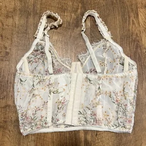 Y2K Mesh Floral Bustier Corset Crop Top Sz Medium thumbnail 2