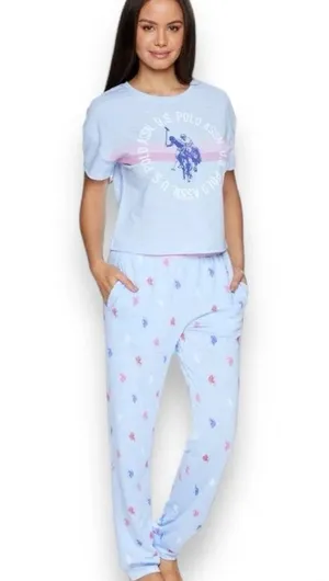 U.S. POLO ASSN. Women's Short Sleeve Sleep Top And Jogger Pant Set Medium | NWOT thumbnail 2