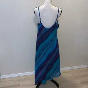 Venezia blue & purple wave pattern maxi night out formal dress thumbnail 6