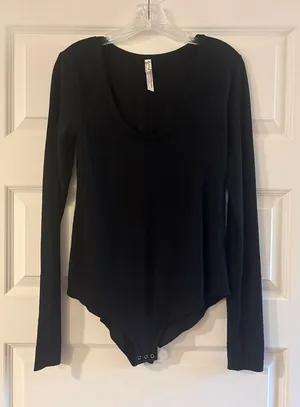 Intimately Free People Black Long Sleeve Scoop Neck Bodysuit thumbnail 1