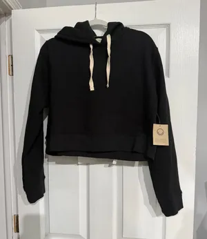NWT fordays women’s cropped black sweatshirt organic cotton thumbnail 1