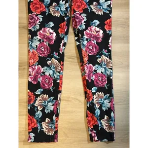 Chicos‎ Black Sateen Rose Floral So Slimming Pants 8 Stretch Slim Fit Casua thumbnail 4