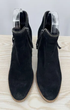 Dolce Vita Jana Black Suede Ankle Boots 7.5 Side Zippers Block Heel Western Boho thumbnail 1