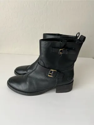 Tory Burch Bennie Buckled Leather Short Moto Boots Black Size Women’s 8.5 thumbnail 3