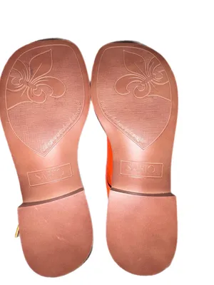 SARTO by Franco Sarto Leather Iris Slingback Sandal Orange Croco New Without Box thumbnail 5